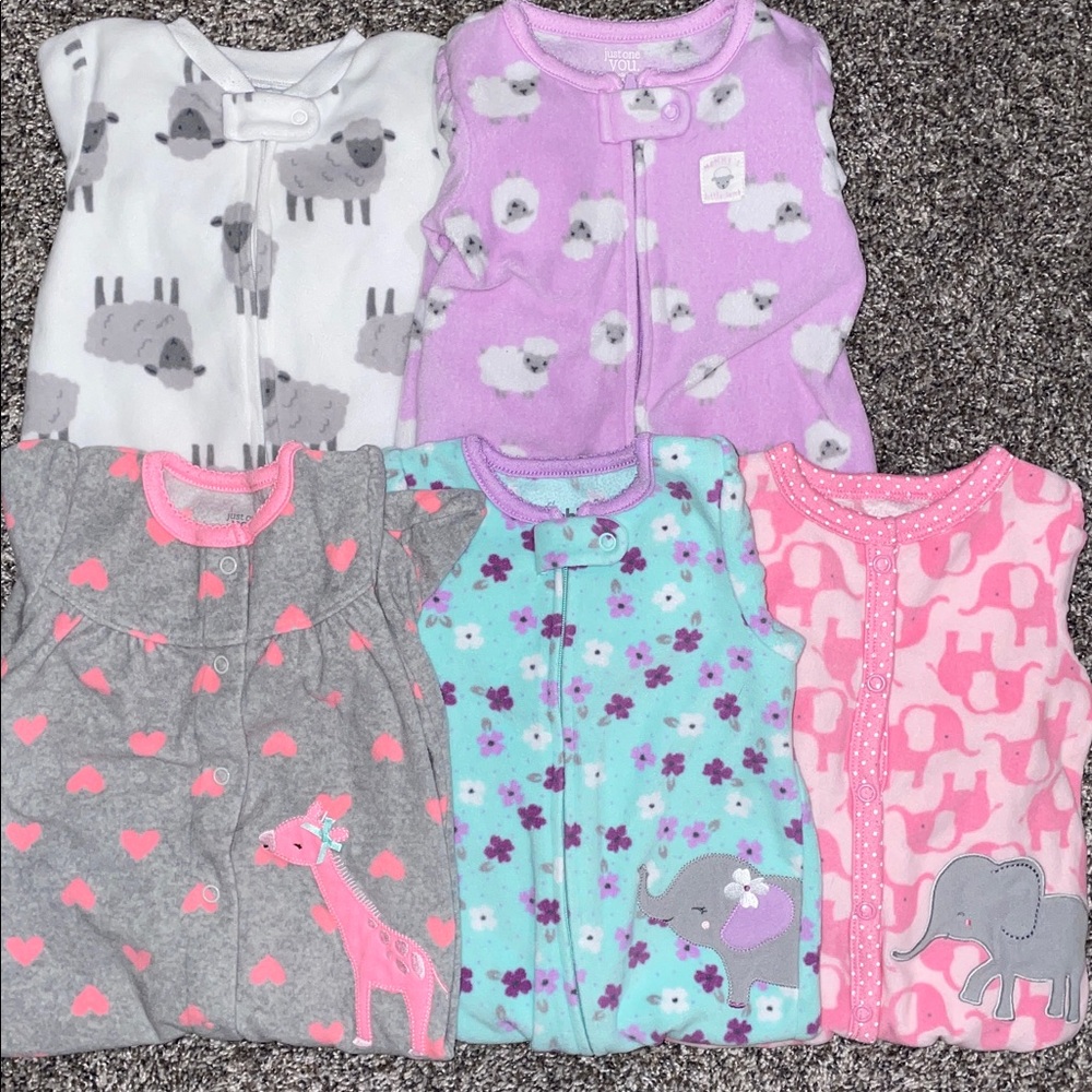 Baby Girl Microfleece Footie Pajamas Bundle